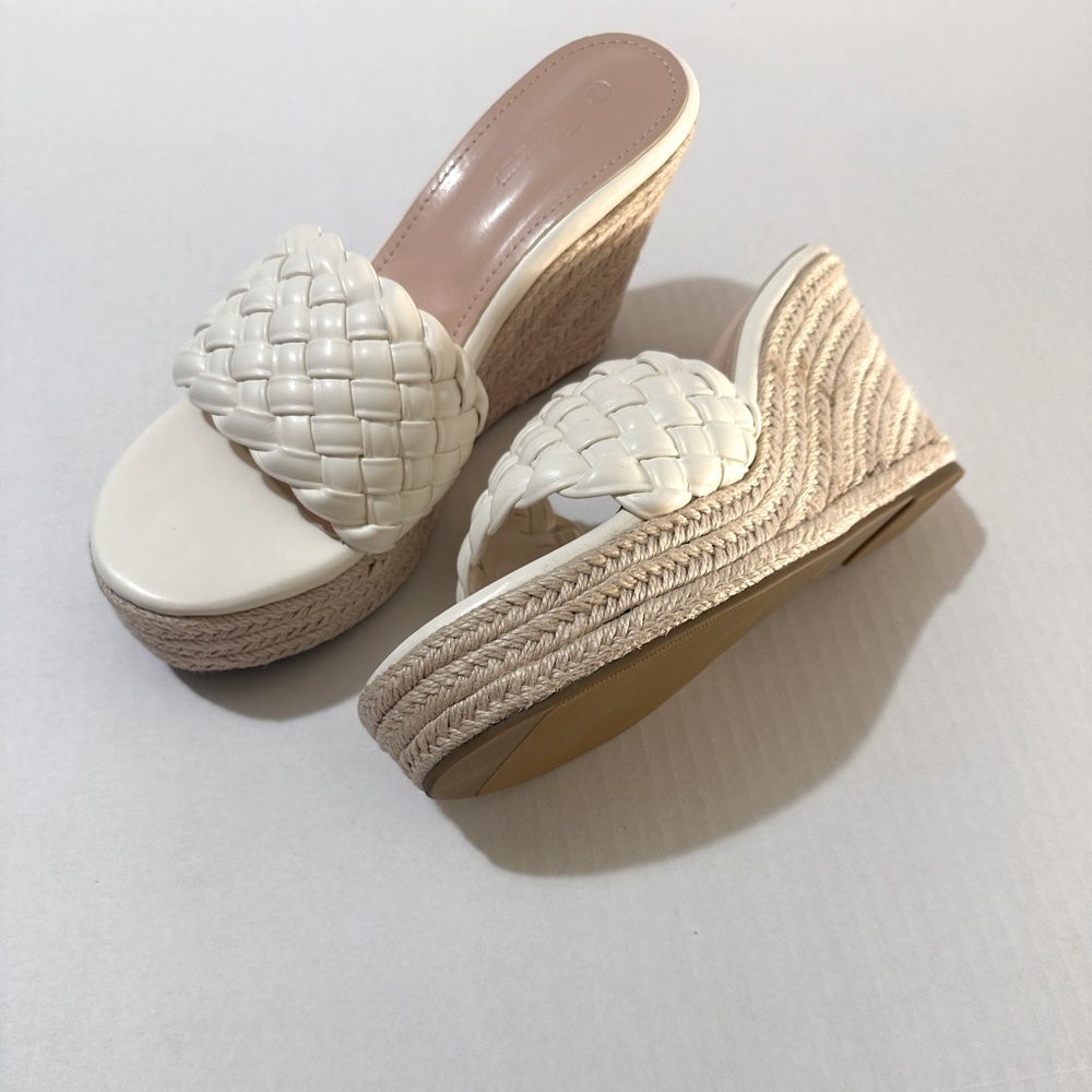 Emerson wedge platform chunky mule sandal heels cream size 11 NWT